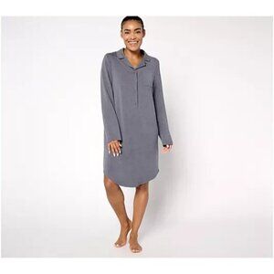 Berkshire Homewear French Terry Notch Collar Sleep Shirt Greystone,L A678337